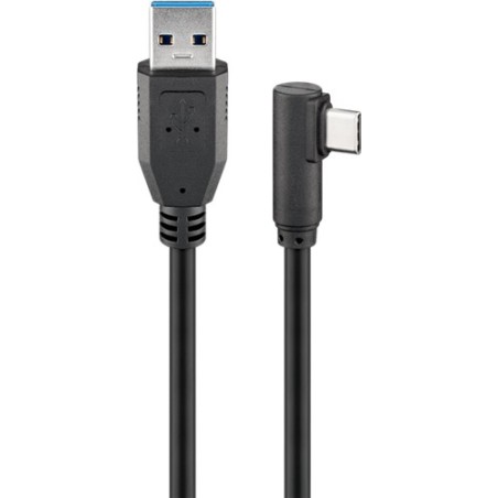 cablu usb 3.0 a tata - usb-c unghi 90 grade, 0.5m, negru, goobay