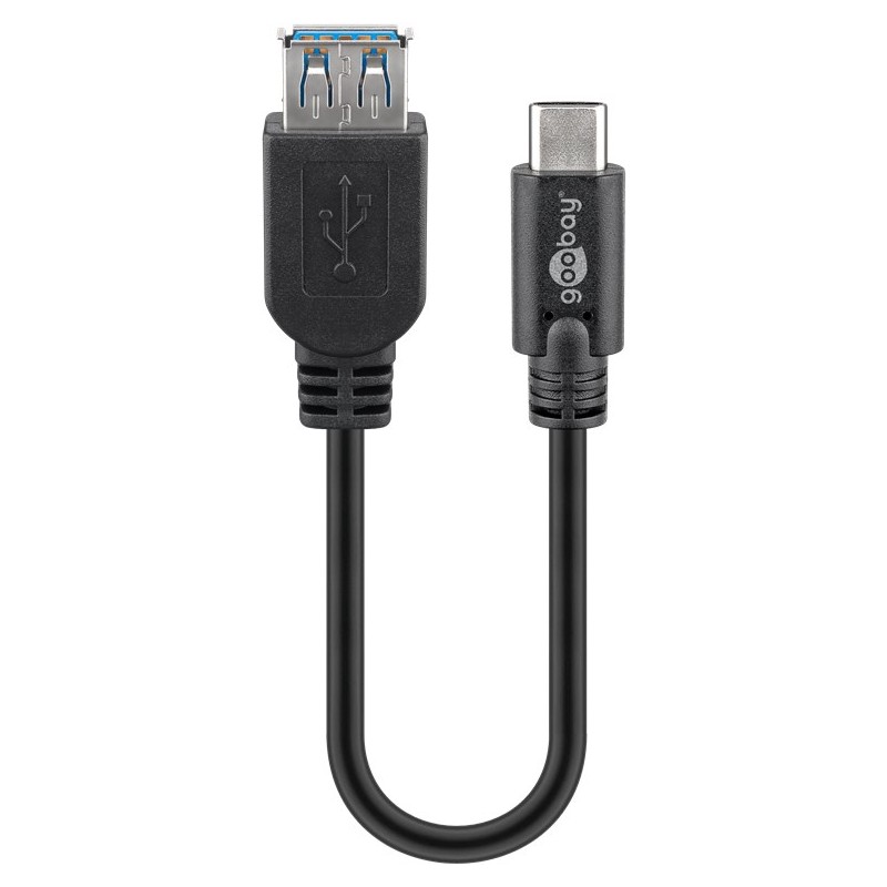 cablu adaptor usb 3.0 a tata - usb-c, 0.2m, negru, goobay