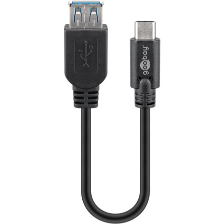 cablu adaptor usb 3.0 a tata - usb-c, 0.2m, negru, goobay