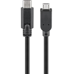cablu usb-c - micro usb 2.0, 0.6m, negru, goobay