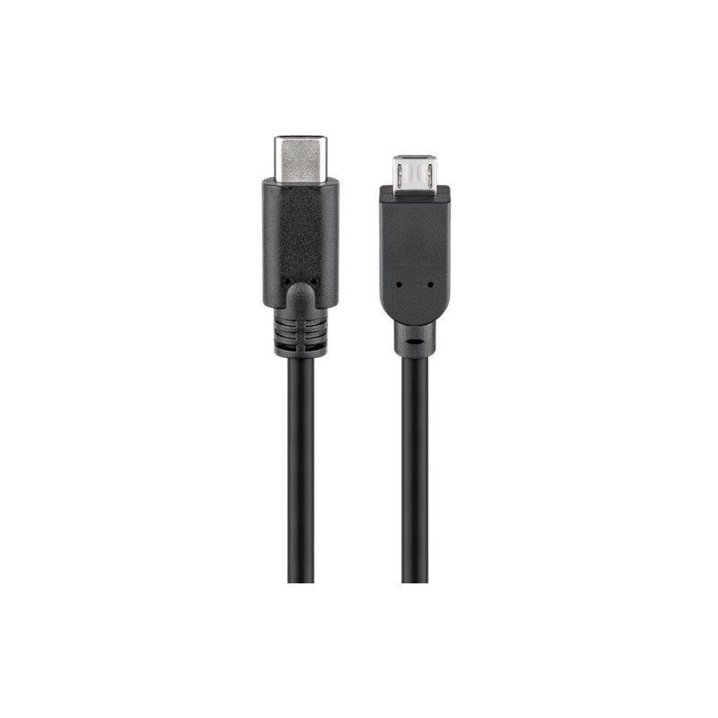 cablu usb-c - micro usb 2.0, 0.6m, negru, goobay