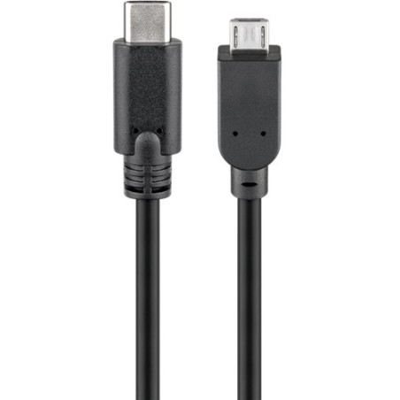 cablu usb-c - micro usb 2.0, 0.6m, negru, goobay