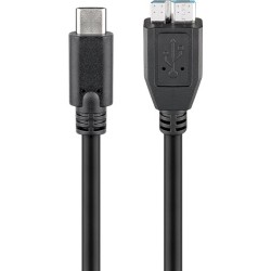 cablu micro usb b 3.0 - usb-c, 1m, negru, goobay