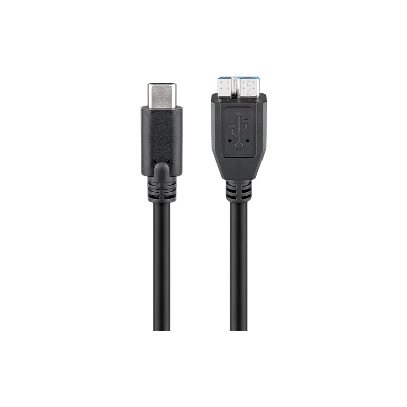 cablu micro usb b 3.0 - usb-c, 1m, negru, goobay