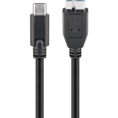 cablu micro usb b 3.0 - usb-c, 1m, negru, goobay