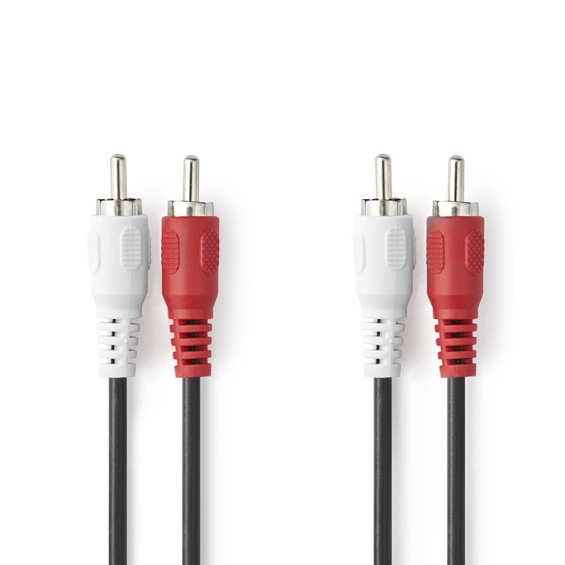 cablu audio stereo nedis 2x rca tata - 2x rca tata, 10m, negru cablu audio stereo nedis 2x rca tata - 2x rca tata, 10m, negru