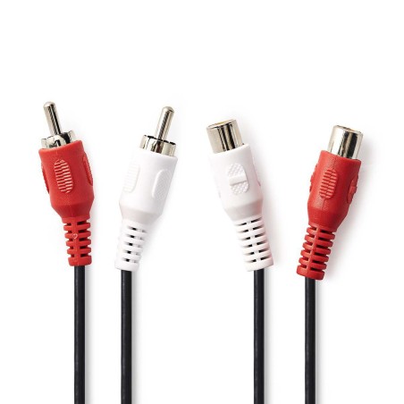 cablu audio stereo 2x rca tata - 2x rca mama, 10m, negru, nedis