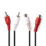 cablu audio stereo 2x rca tata - 2x rca mama, 10m, negru, nedis