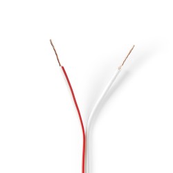 cablu difuzor nedis 2x 0,35 mm2, rola 100 m, alb / rosu