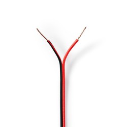 cablu difuzor nedis 2x 0,50 mm2, rola 100 m, negru / rosu