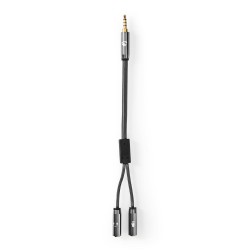 adaptor audio pentru casti 3.5 mm tata - 2x 3.5 mm mama nedis, gri metal
