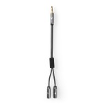 adaptor audio pentru casti 3.5 mm tata - 2x 3.5 mm mama nedis, gri metal adaptor audio pentru casti 3.5 mm tata - 2x 3.5 mm mama nedis, gri metal
