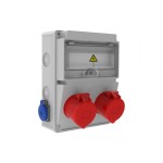 tablou electric bemis bd2-2228-2020, aparent, ip44, 210x300x122 mm, abs, gri, 2 prize 4/32a 380v, 2 prize 1/16a 220v, ip44