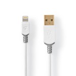 cablu usb 2.0 a tata - lightning, 1m, alb, nedis