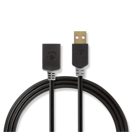 cablu extensie usb 2.0 a tata - usb 2.0 a mama, 2m, antracit, nedis