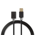 cablu extensie usb 2.0 a tata - usb 2.0 a mama, 2m, antracit, nedis