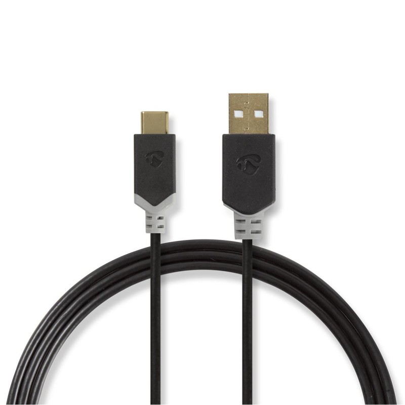 cablu usb 2.0 a tata - usb-c, 1m, antracit, nedis cablu usb 2.0 a tata - usb-c, 1m, antracit, nedis