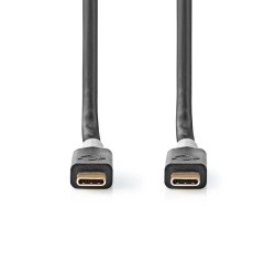 cablu usb-c - usb-c, 1m, 100w, antracit, nedis