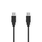 cablu usb 2.0 usb-a tata - usb-a tata, 2m, negru, nedis