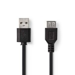 cablu usb 2.0 usb-a tata - usb-a mama, 2m, negru, nedis cablu usb 2.0 usb-a tata - usb-a mama, 2m, negru, nedis