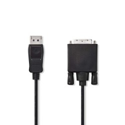 cablu displayport tata - dvi-d 24+1-pini tata, 4k 30hz, 2m, negru, nedis