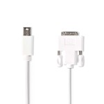 cablu mini displayport 1.2 tata - dvi-d 24+1-pini tata, 2m, alb, nedis