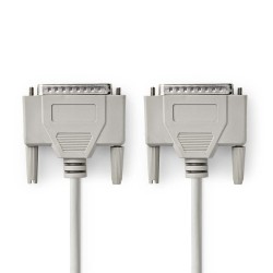 cablu serial d-sub 25-pini tata - d-sub 25-pini tata, 2m, ivory, nedis