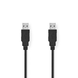 cablu usb 2.0 usb-a tata - usb-a tata, 3m, negru, nedis