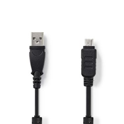 cablu de date pentru camera usb-a tata -  olympus cu 12 pini tata, 2m, negru, nedis