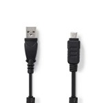 cablu de date pentru camera usb-a tata -  olympus cu 12 pini tata, 2m, negru, nedis