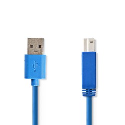 cablu imprimanta usb 3.2 usb-a tata - usb-b tata, 3m, albastru, nedis
