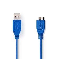 cablu usb 3.2 usb-a tata - micro-b tata, 1m, albastru, nedis