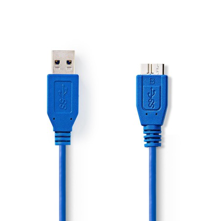 cablu usb 3.2 usb-a tata - micro-b tata, 1m, albastru, nedis