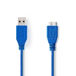cablu usb 3.2 usb-a tata - micro-b tata, 1m, albastru, nedis cablu usb 3.2 usb-a tata - micro-b tata, 1m, albastru, nedis