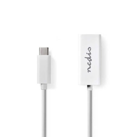 adaptor retea usb-c tata - rj45 mama, gigabit, 0.2m, alb, nedis