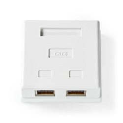 priza de perete s/ftp cat 6 2x rj45 mama, contacte aurite, aparenta, alb, nedis