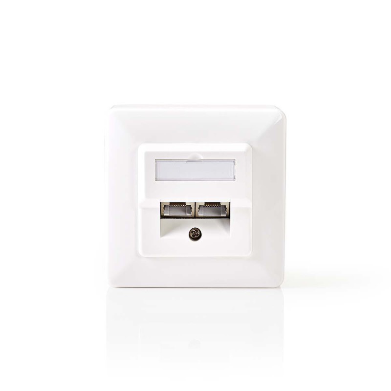 priza de perete cat 5e 2x rj45 mama, aparenta, ivory, nedis