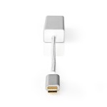 adaptor retea usb-c tata - rj45 mama, gigabit, 0.2m, argintiu, nedis adaptor retea usb-c tata - rj45 mama, gigabit, 0.2m, argintiu, nedis