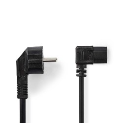 cablu de alimentare schuko tata cotit - iec-320-c13 cotit, 3m, negru, nedis