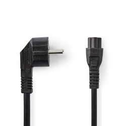 cablu de alimentare schuko tata cotit - iec-320-c5 2m negru, nedis