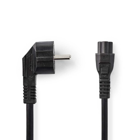 cablu de alimentare schuko tata cotit - iec-320-c5 2m negru, nedis
