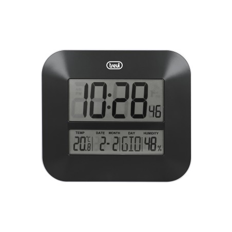 ceas de perete digital om 3520 d, 27cm, temperatura, calendar, negru, trevi