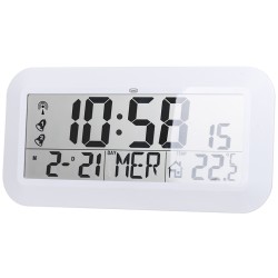 ceas de perete digital om 3520 d, 42cm, temperatura, calendar, alb, trevi