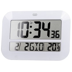 ceas de perete digital om 3540 d, 46cm, temperatura, calendar, alb, trevi
