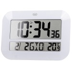 ceas de perete digital om 3540 d, 46cm, temperatura, calendar, alb, trevi