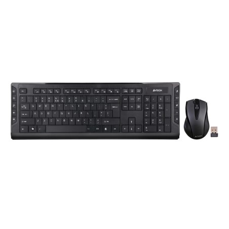 kit tastatura si mouse wireless a4tech 6300f, usb, negru
