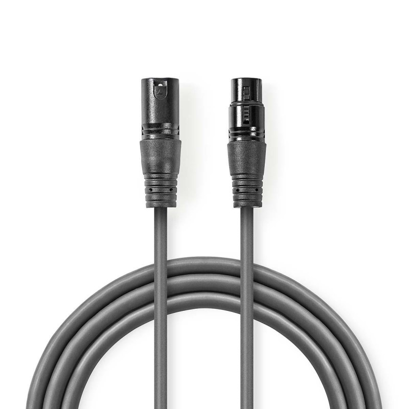 cablu xlr stereo nedis xlr 3pini tata - xlr 3pini mama 10m gri cablu xlr stereo nedis xlr 3pini tata - xlr 3pini mama 10m gri
