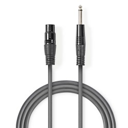 cablu xlr stereo nedis xlr 3pini mama - 6.35 mm tata 10m gri
