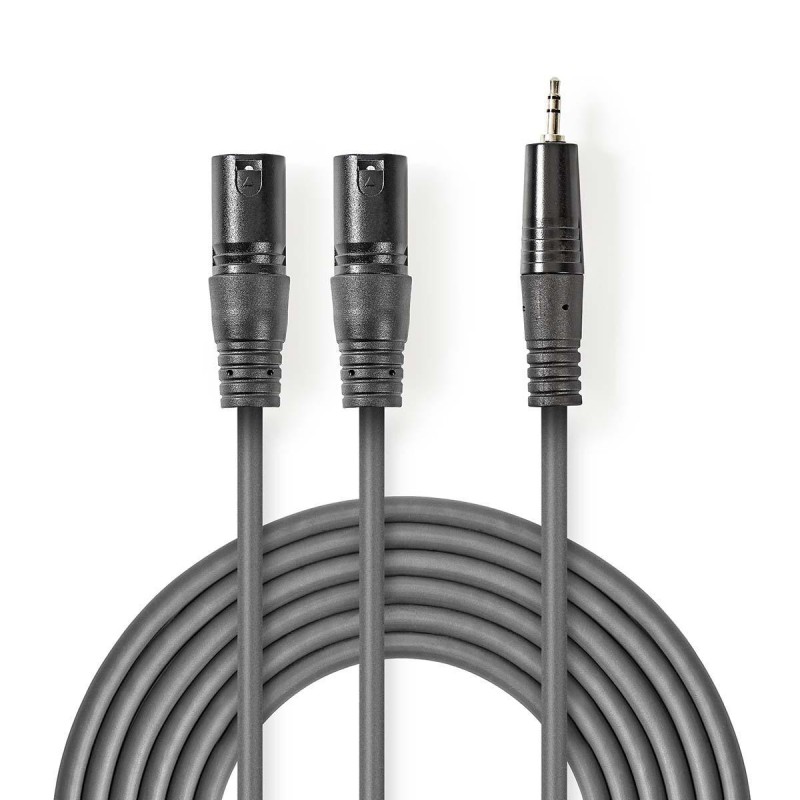cablu audio stereo 2x xlr 3-pin tata - 3.5mm tata 3m gri sweex cablu audio stereo 2x xlr 3-pin tata - 3.5mm tata 3m gri sweex