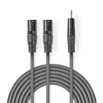cablu audio stereo 2x xlr 3-pin tata - 3.5mm tata 3m gri sweex cablu audio stereo 2x xlr 3-pin tata - 3.5mm tata 3m gri sweex